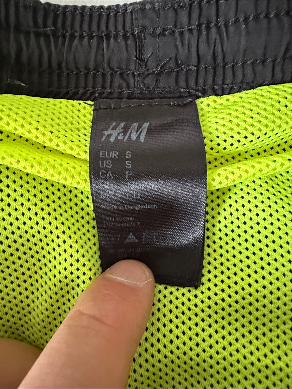 H&M Black Swin Shorts with Neon Green Drawstring - Picture 2 of 4